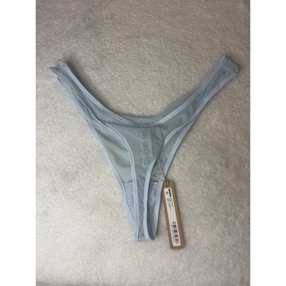 Skims Ultra Fine Mesh Thong Celeste Blue PN-THG-2167 Sheer Lingerie Underwear S
